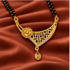 Gulnaar Geometric Rose Gold-Tone Mangalsutra on a terracotta silk backdrop