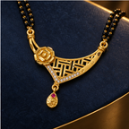 Gulnaar Geometric Rose Gold-Tone Mangalsutra on a midnight navy background