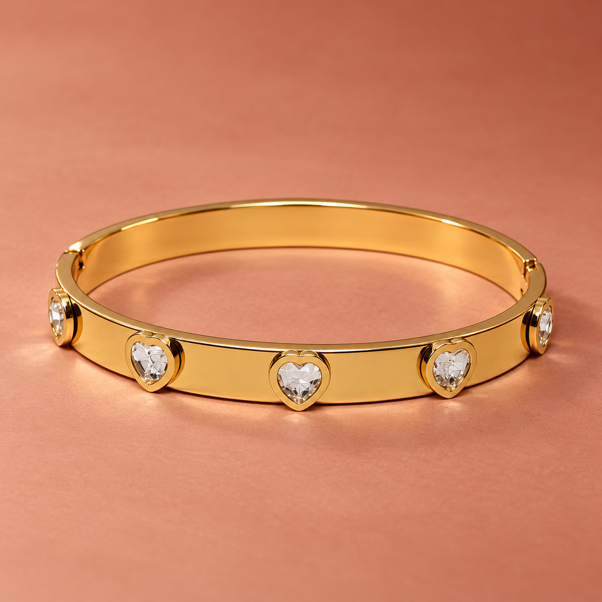 Hridaya Crystal Heart Gold Bracelet | MyJhumki