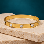 Hridaya Crystal Heart Gold Bracelet | MyJhumki