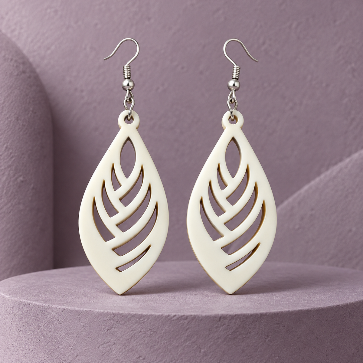 Ira Ivory Leaf Cutwork Earrings | MyJhumki