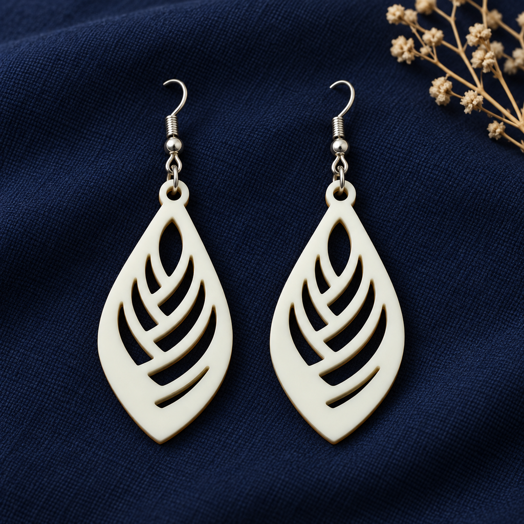 Ira Ivory Leaf Cutwork Earrings | MyJhumki