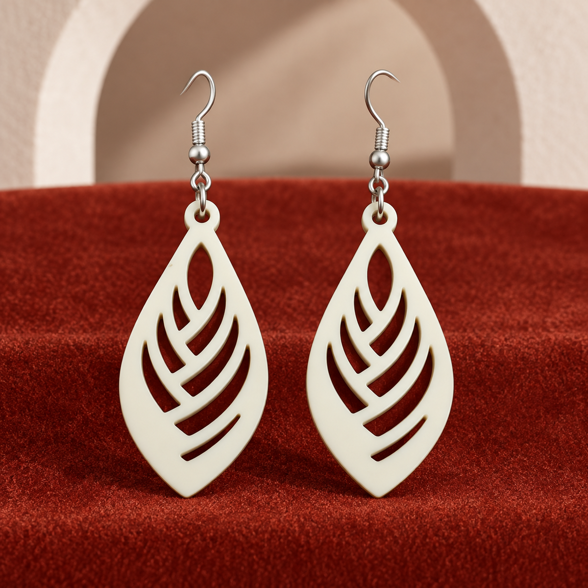 Ira Ivory Leaf Cutwork Earrings | MyJhumki