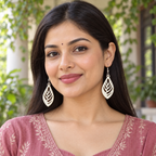 Ira Ivory Leaf Cutwork Earrings | MyJhumki