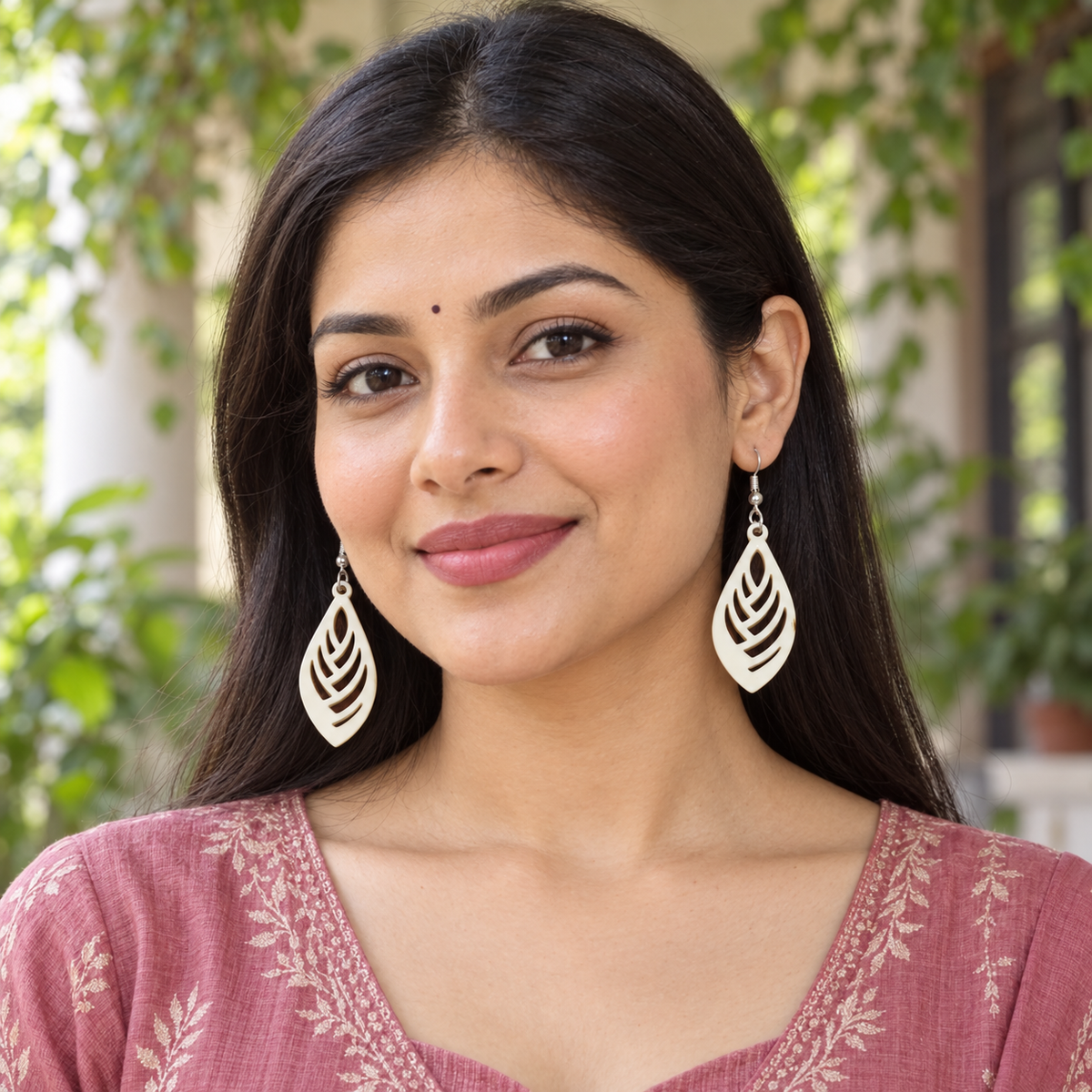 Ira Ivory Leaf Cutwork Earrings | MyJhumki