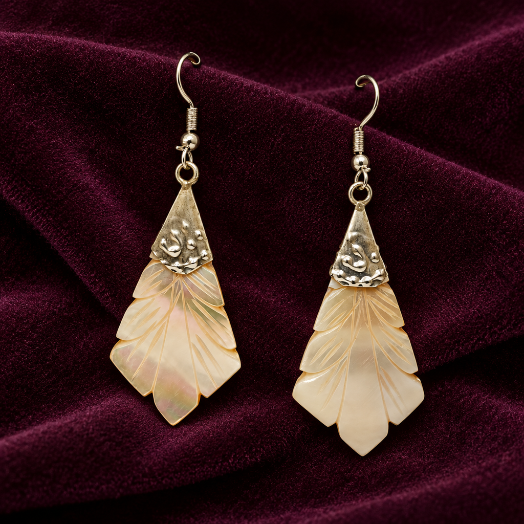 Ivana Ivory Carved Fan Earrings | MyJhumki