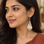 Ivana Ivory Carved Fan Earrings | MyJhumki
