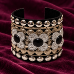 Kaali Pushp Black Silver Floral Cuff Bracelet | MyJhumki