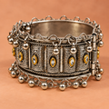 Kanak Teardrop Panel Oxidised Cuff Bracelet | MyJhumki