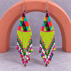 Kiara Lime Green Beaded Fringe Earrings | MyJhumki