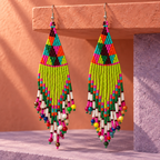 Kiara Lime Green Beaded Fringe Earrings | MyJhumki