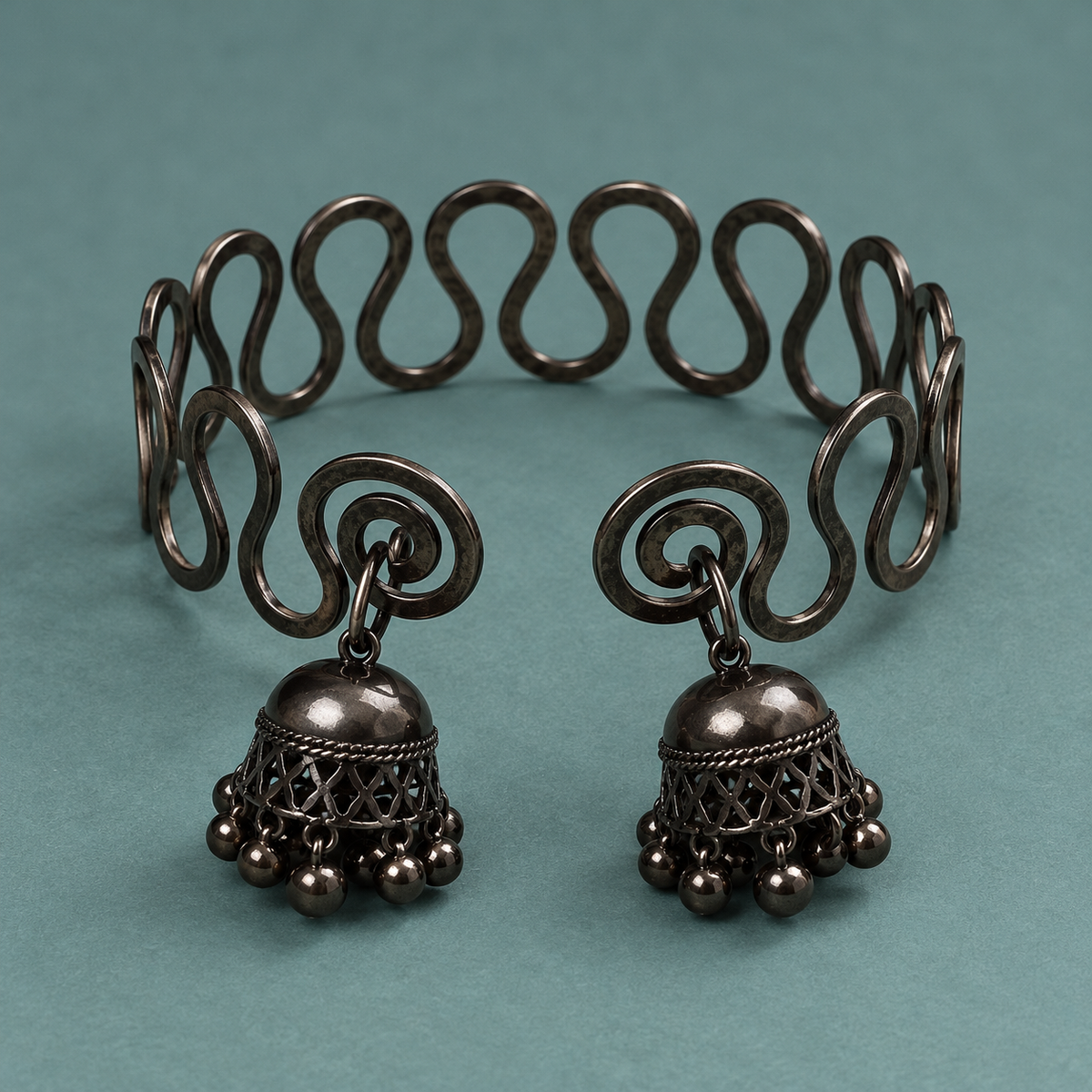 Leher Jhumka Oxidised Wire Cuff Bracelet | MyJhumki