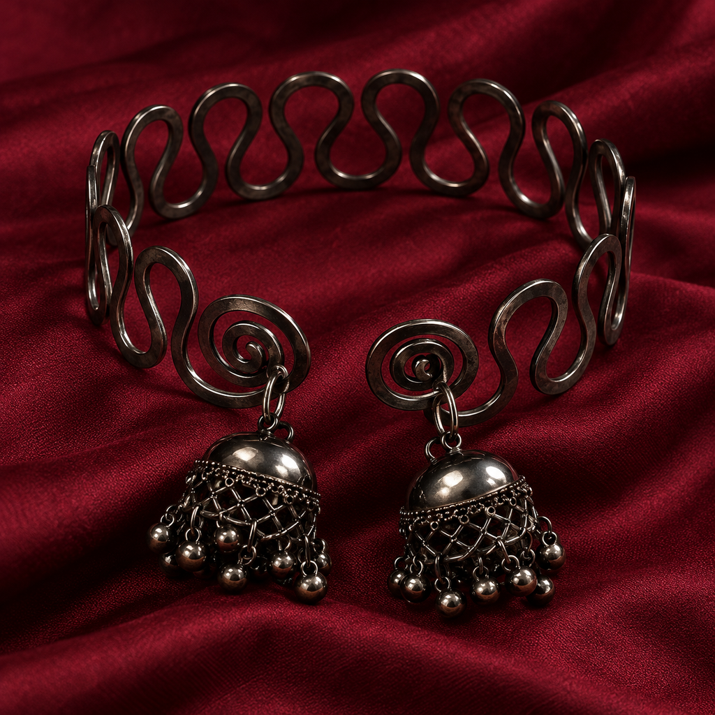 Leher Jhumka Oxidised Wire Cuff Bracelet | MyJhumki