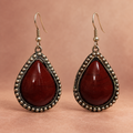 Mahira Maroon Teardrop Earrings | MyJhumki