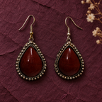 Mahira Maroon Teardrop Earrings | MyJhumki