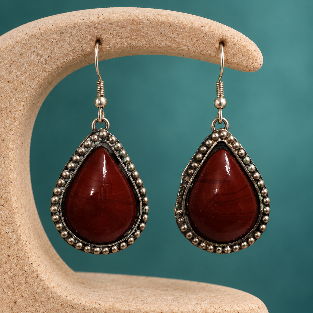 Mahira Maroon Teardrop Earrings | MyJhumki