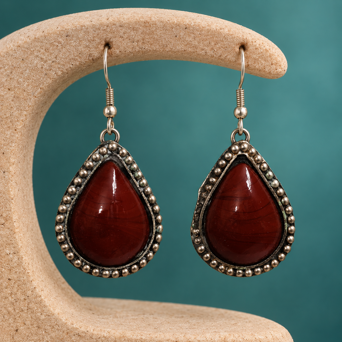 Mahira Maroon Teardrop Earrings | MyJhumki