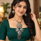 Mandala Aaina Diamond Tassel Necklace Set | MyJhumki