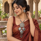 Mandala Aaina Diamond Tassel Necklace Set | MyJhumki