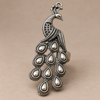 Mayura Cascade Oxidised Peacock Ring | MyJhumki