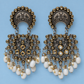 Meher Chandrika Pearl Drop Oxidised Earrings | MyJhumki