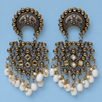 Meher Chandrika Pearl Drop Oxidised Earrings | MyJhumki