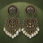 Meher Chandrika Pearl Drop Oxidised Earrings | MyJhumki