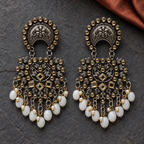 Meher Chandrika Pearl Drop Oxidised Earrings | MyJhumki