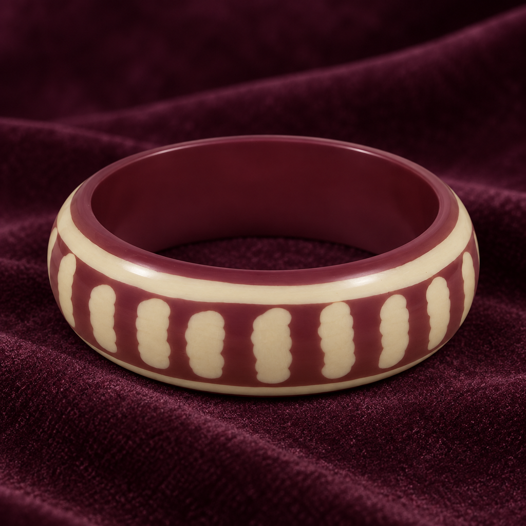 Meher Ivory Dash Wine Acrylic Bangle | MyJhumki