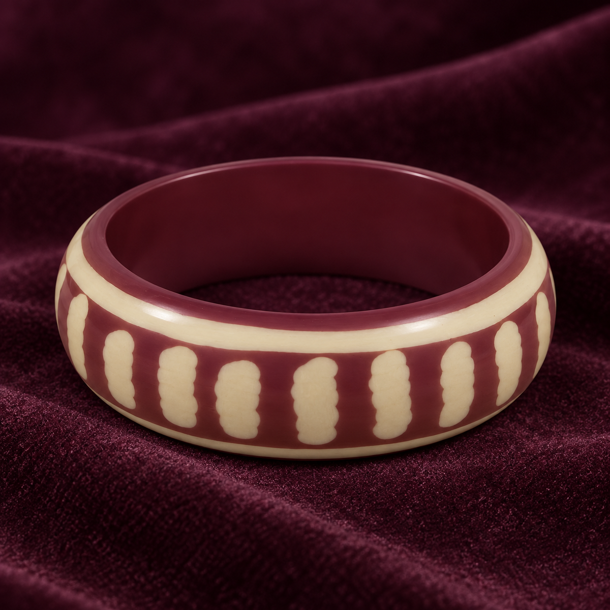Meher Ivory Dash Wine Acrylic Bangle | MyJhumki