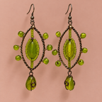 Meher Lime Green Beaded Leaf Drop Earrings | MyJhumki