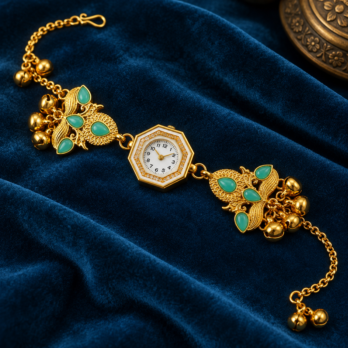 Meher Mint Botanical Ghungroo Kashmiri Watch | MyJhumki
