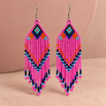 Meher Pink Chevron Beaded Earrings | MyJhumki