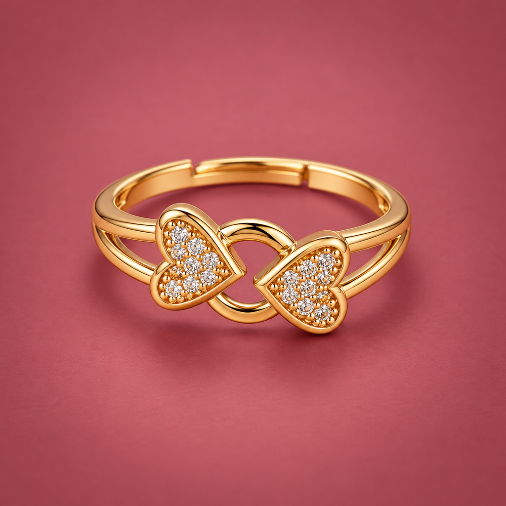 Milan Double Heart Infinity Gold-Tone Ring by MyJhumki