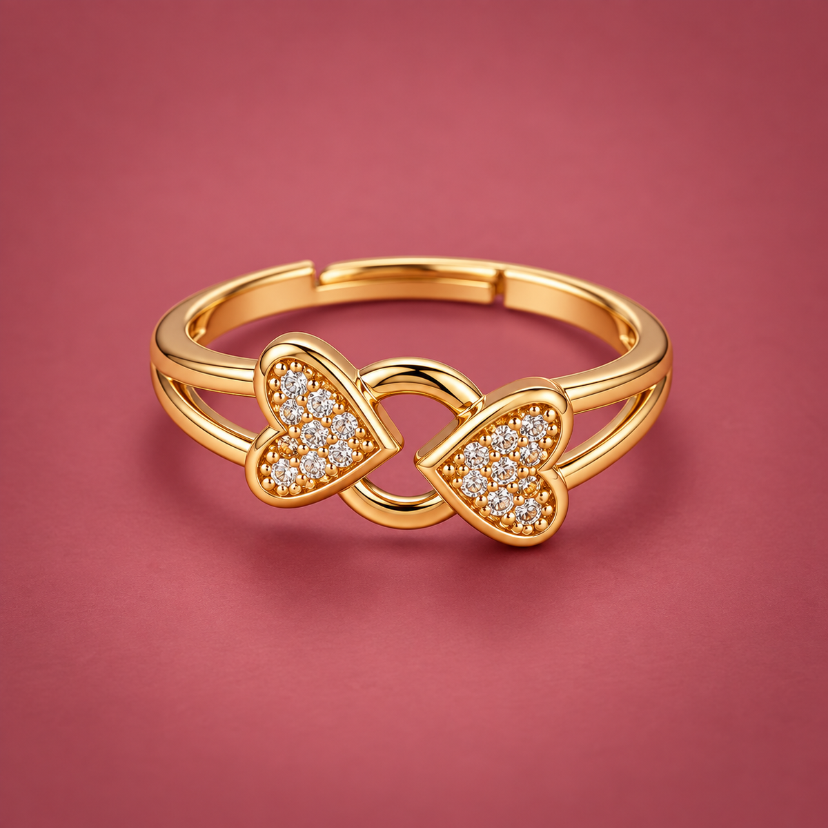 Milan Double Heart Infinity Gold-Tone Ring by MyJhumki