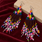 Misha Multicolour Beaded Fringe Earrings | MyJhumki