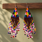 Misha Multicolour Beaded Fringe Earrings | MyJhumki