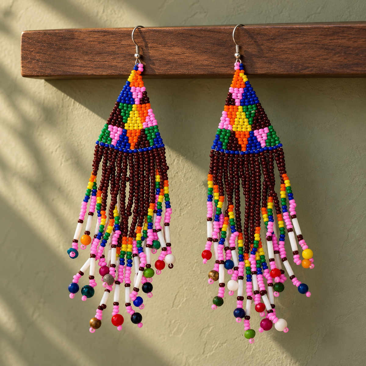 Misha Multicolour Beaded Fringe Earrings | MyJhumki