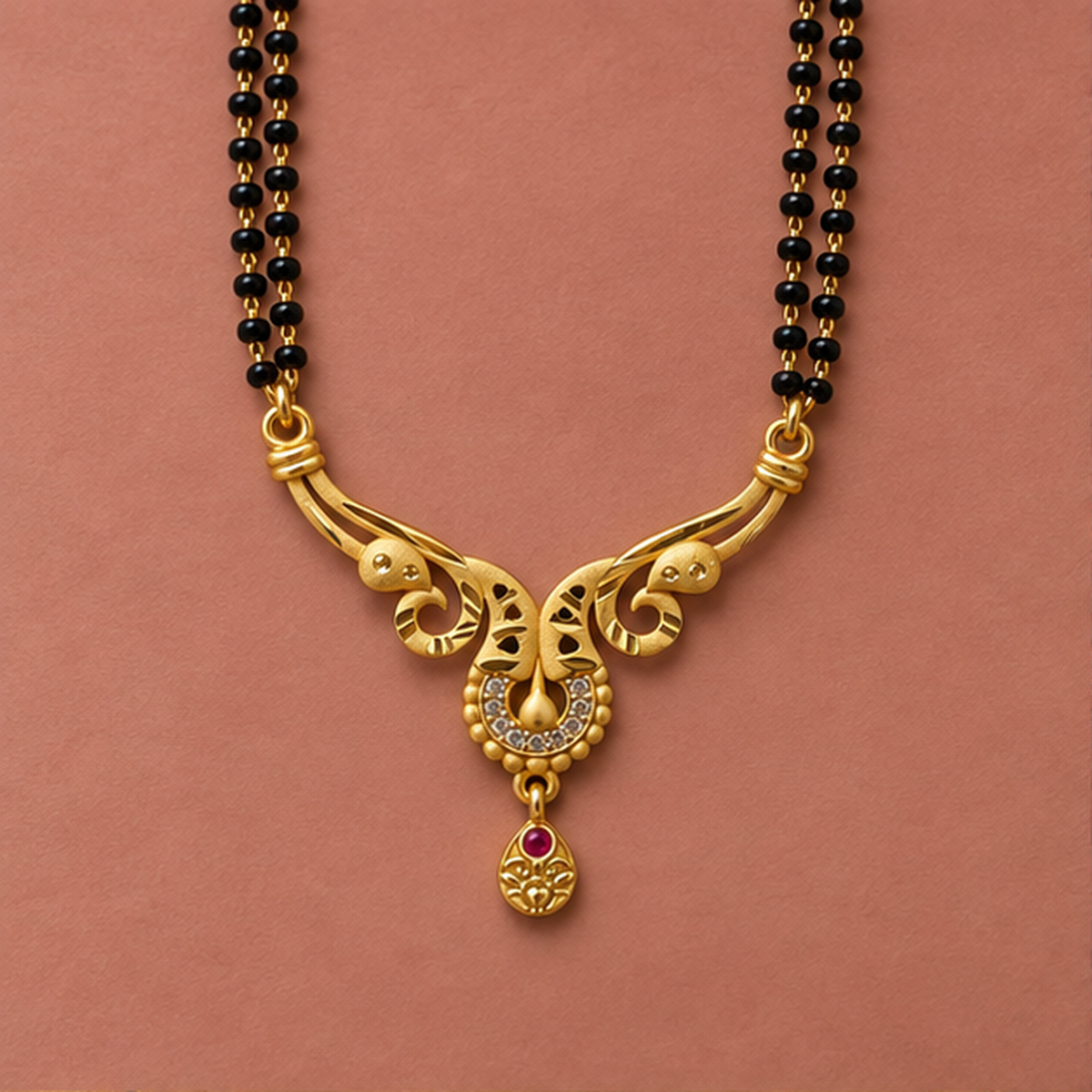 Morini Twin Peacock Gold-Tone Mangalsutra by MyJhumki