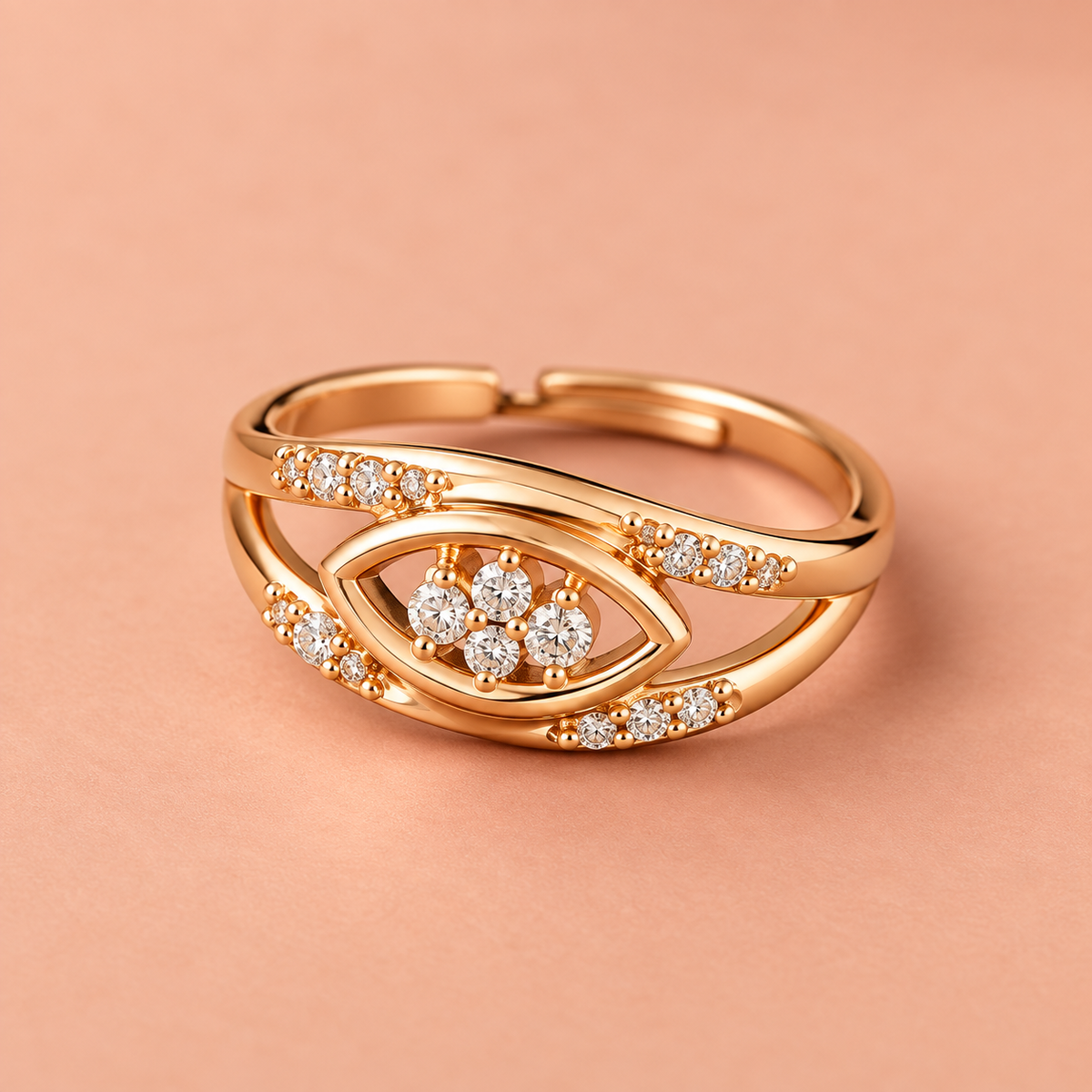Naina Sparkle Rose Gold-Tone Crossover Ring by MyJhumki