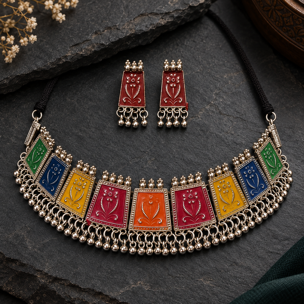 Navrang Folk Panel Choker Set | MyJhumki