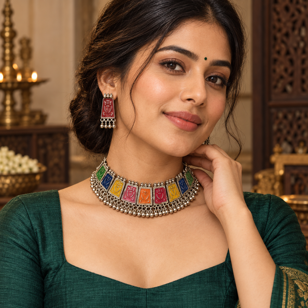 Navrang Folk Panel Choker Set | MyJhumki