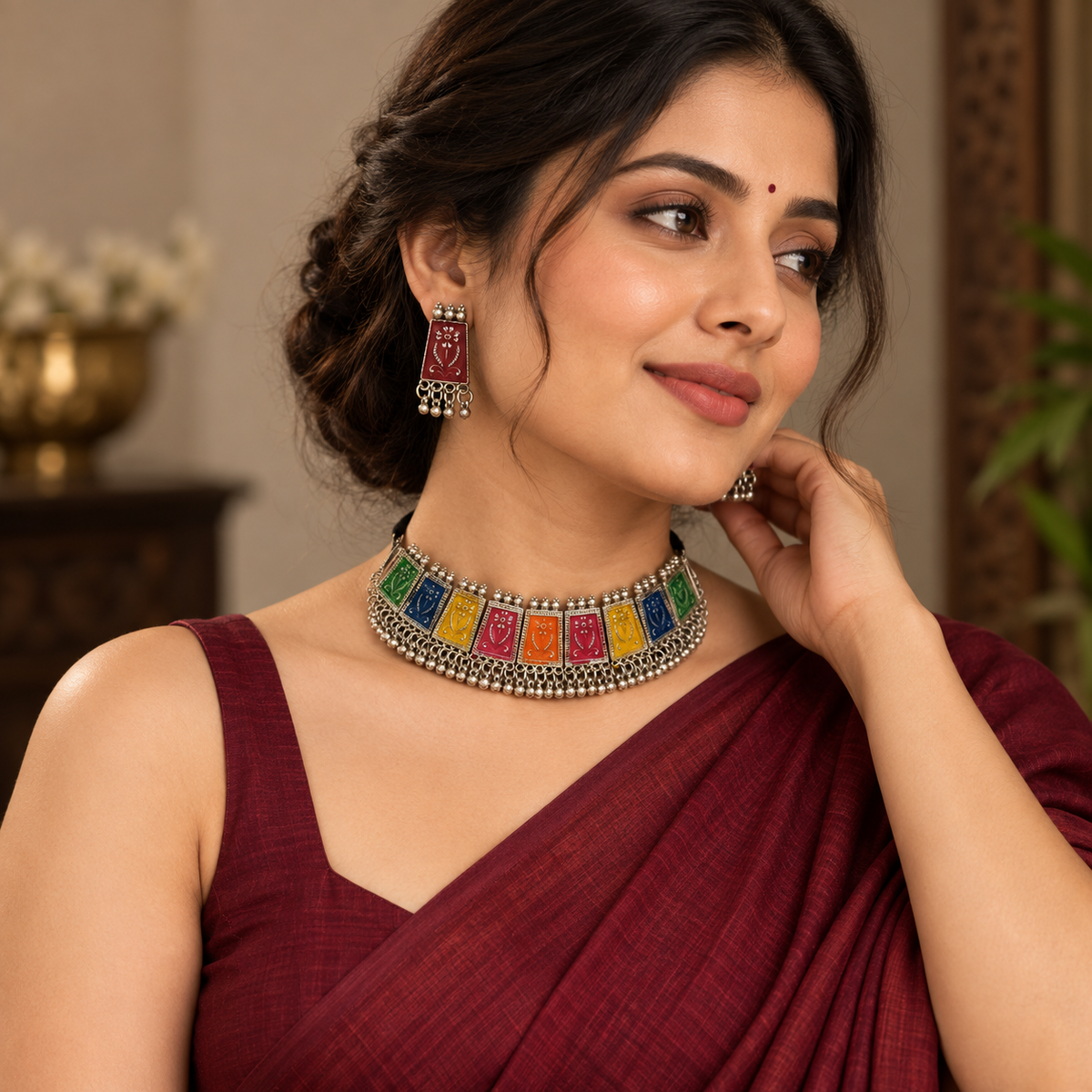 Navrang Folk Panel Choker Set | MyJhumki