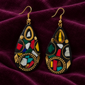 Navrang Multicolour Mosaic Teardrop Earrings | MyJhumki