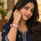 Nayra Ivory Sun Eye Mauve Acrylic Bangle | MyJhumki