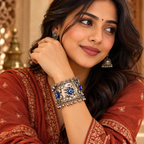 Nazar Floral Evil Eye Oxidised Cuff Bracelet | MyJhumki