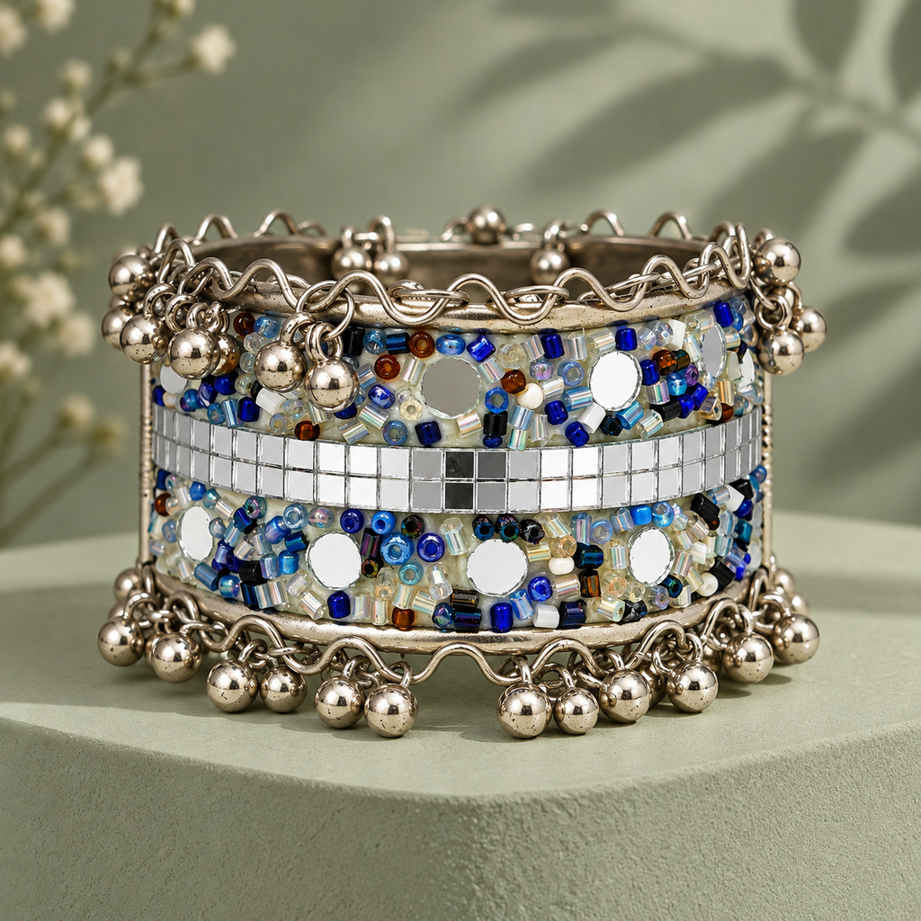 Neel Aaina Mosaic Oxidised Cuff Bracelet | MyJhumki