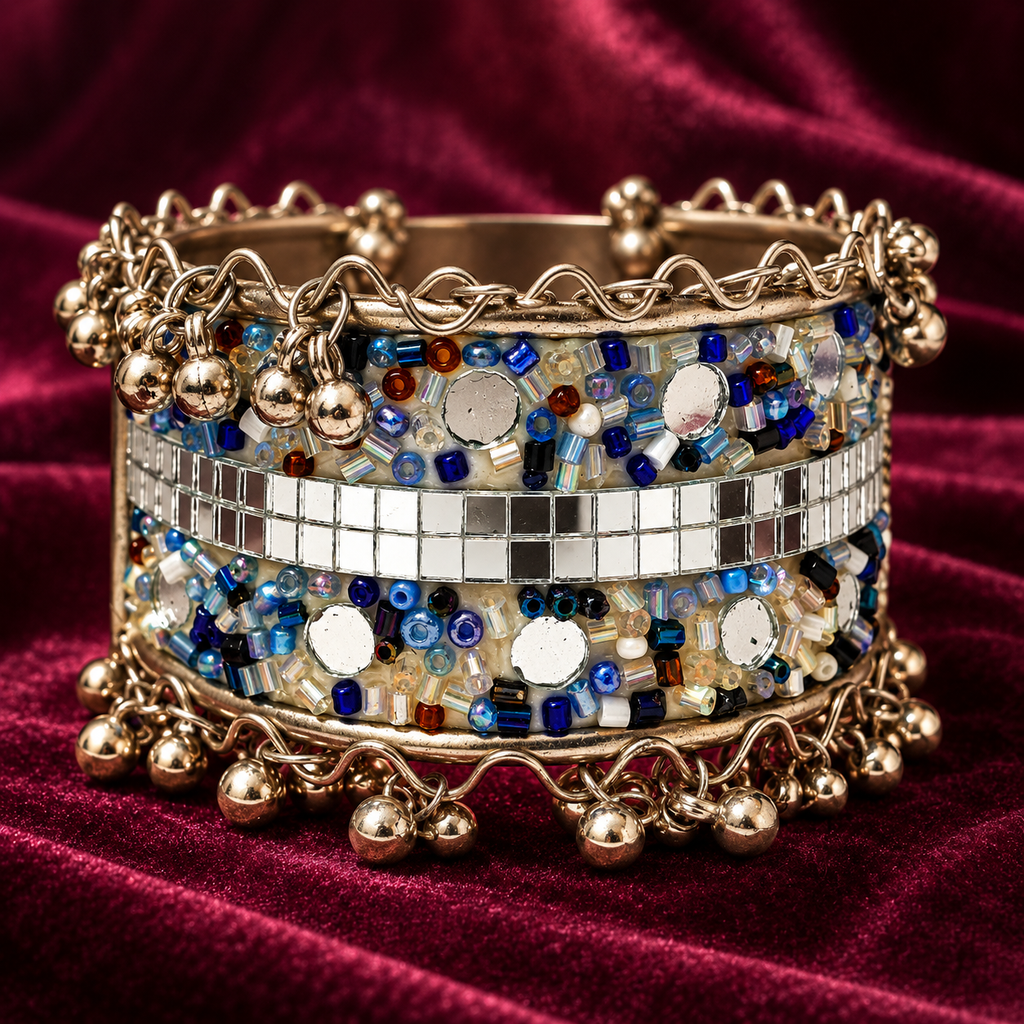 Neel Aaina Mosaic Oxidised Cuff Bracelet | MyJhumki