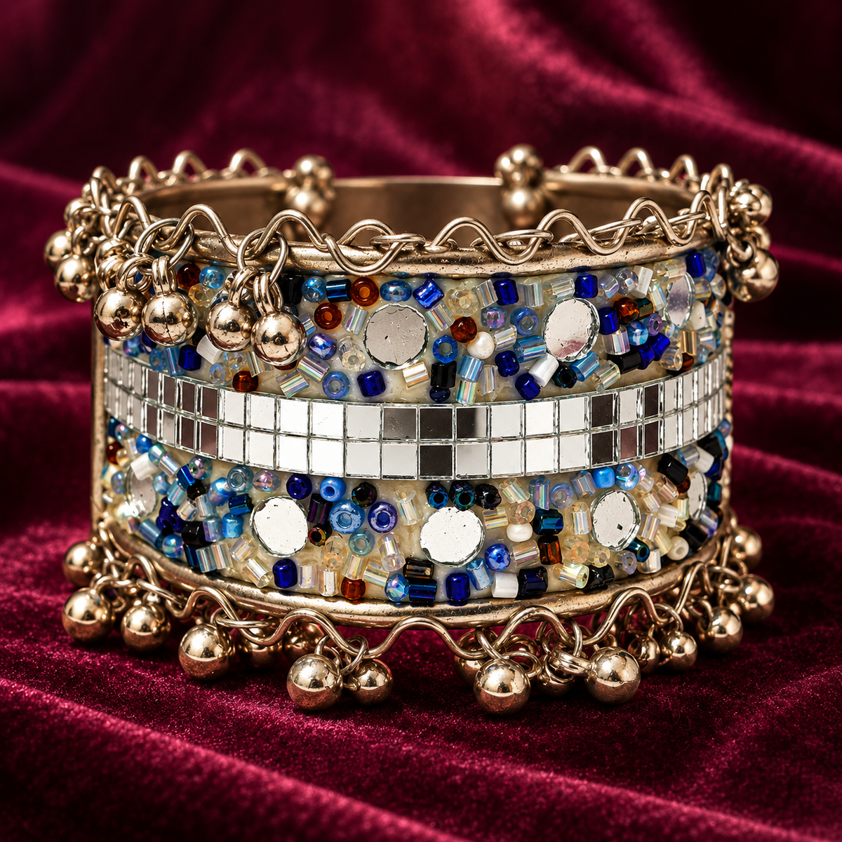 Neel Aaina Mosaic Oxidised Cuff Bracelet | MyJhumki
