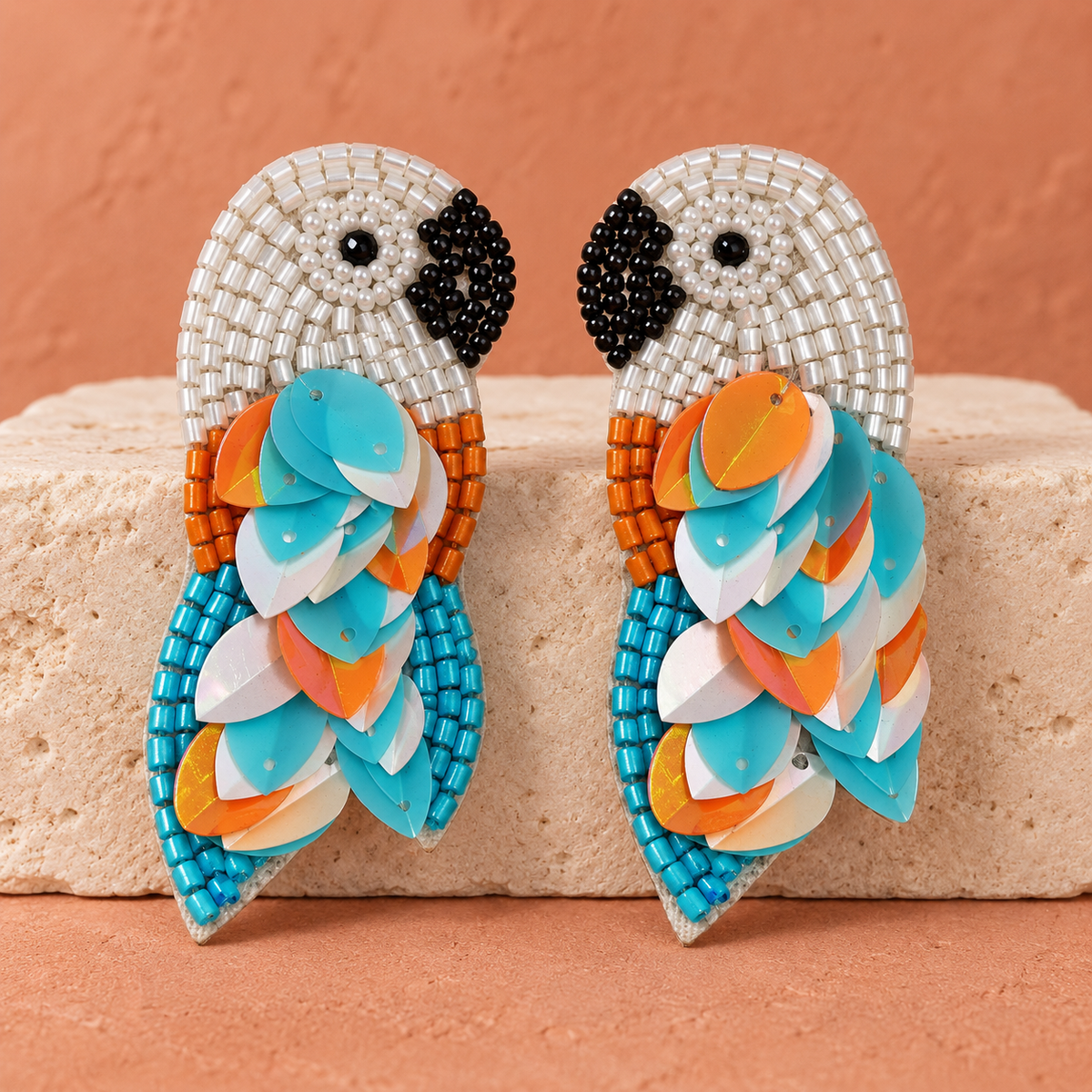 Neerja Aqua Parrot Statement Earrings | MyJhumki